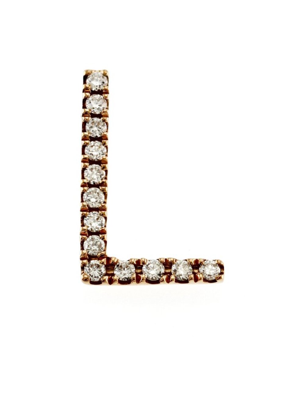 14K Rose Gold Diamond Initial "L" Letter Pendant Charm